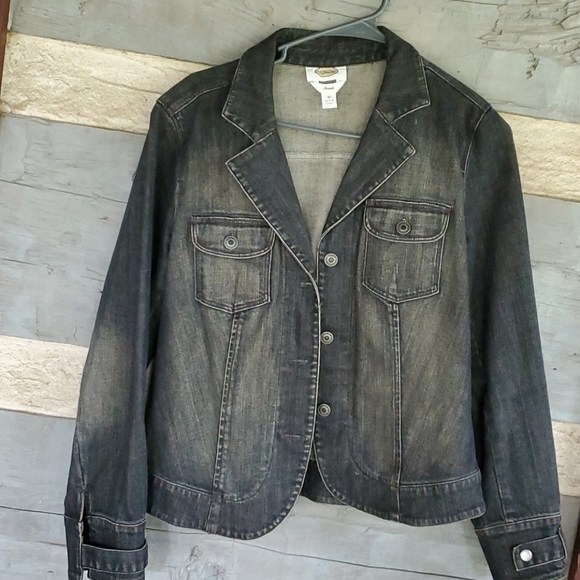 SIZE 10 TALBOTS BLACK WASHED OUT JEAN JACKET - Picture 2 of 9